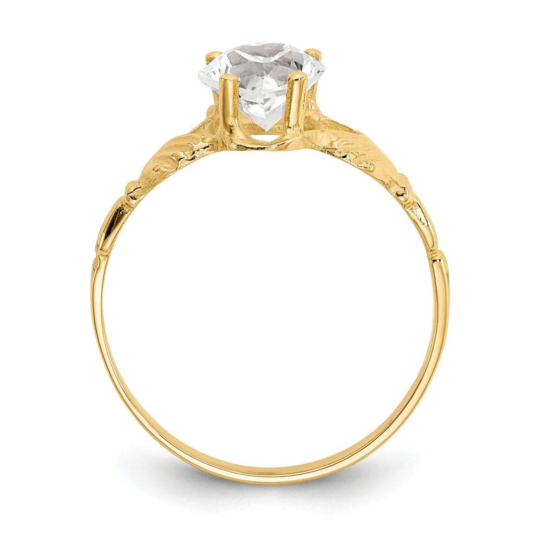 14k Yellow Gold April Birthstone Claddagh Ring