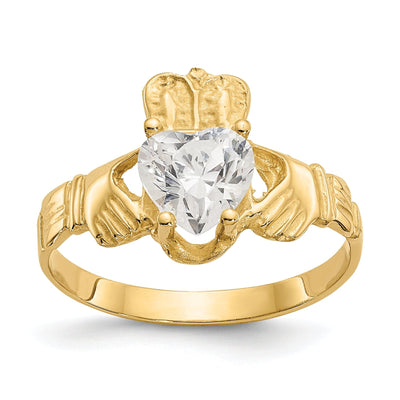 14k Yellow Gold April Birthstone Claddagh Ring at $ 208.66 only from Jewelryshopping.com