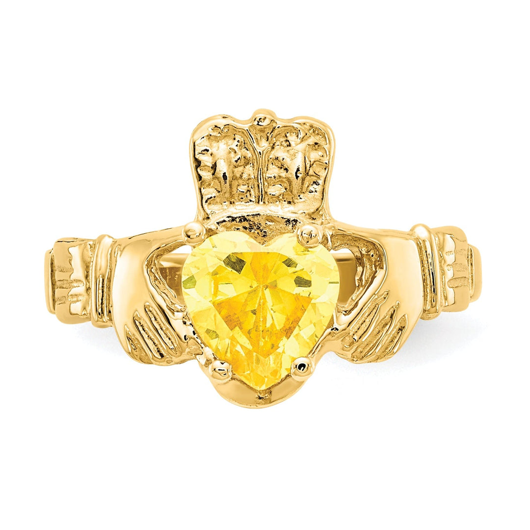 14k Yellow Gold November Birthstone Claddagh Ring