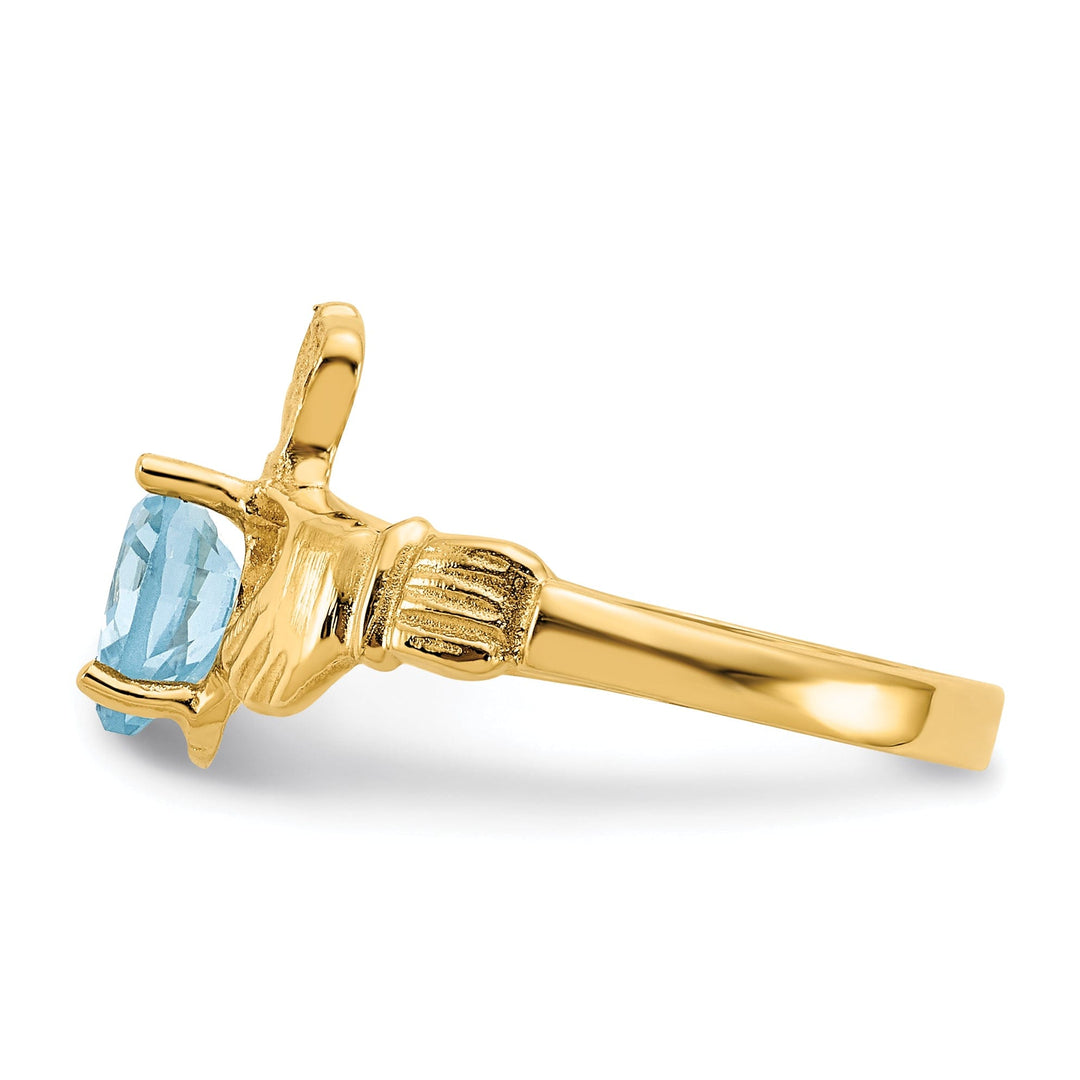 14k Yellow Gold December Birthstone Claddagh Ring