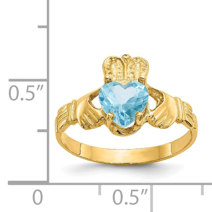 14k Yellow Gold December Birthstone Claddagh Ring