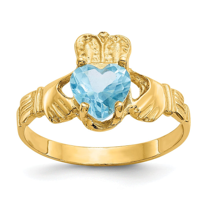 14k Yellow Gold December Birthstone Claddagh Ring