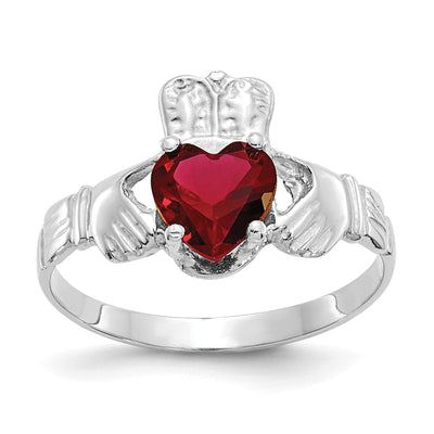 14k White Gold January Birthstone Claddagh Ring at $ 250 only from Jewelryshopping.com