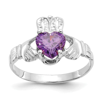 14k White Gold Birthstone Claddagh Ring at $ 243.18 only from Jewelryshopping.com