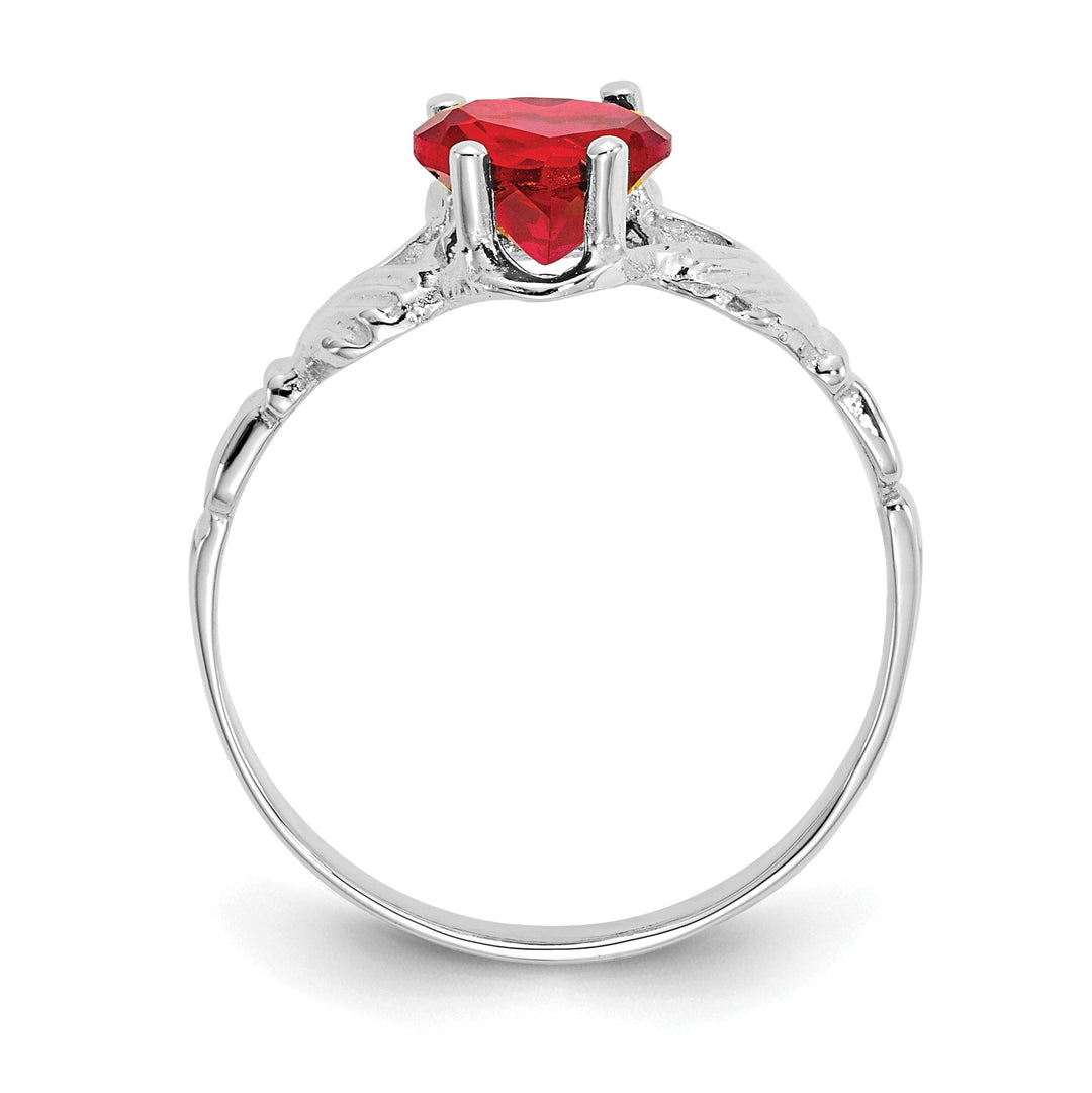 14k White Gold July Birthstone Claddagh Ring