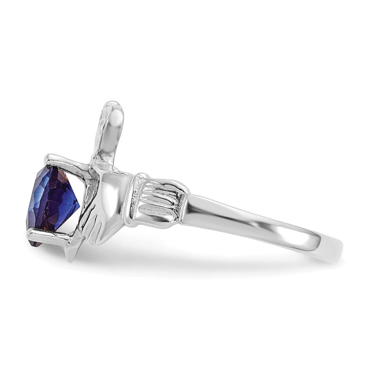 14k White Gold Birthstone Claddagh Ring