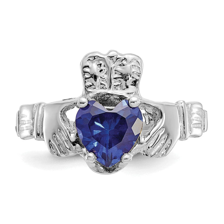 14k White Gold Birthstone Claddagh Ring