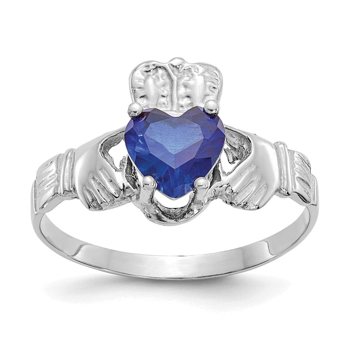 14k White Gold Birthstone Claddagh Ring