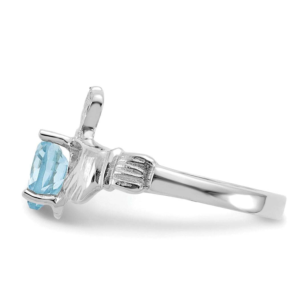 14k White Gold Birthstone Claddagh Ring