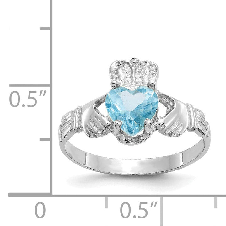 14k White Gold Birthstone Claddagh Ring