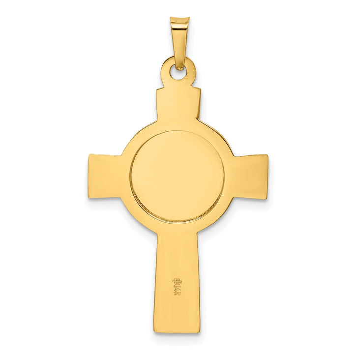 14k Yellow Gold Cross Saint Jude Medal Pendant