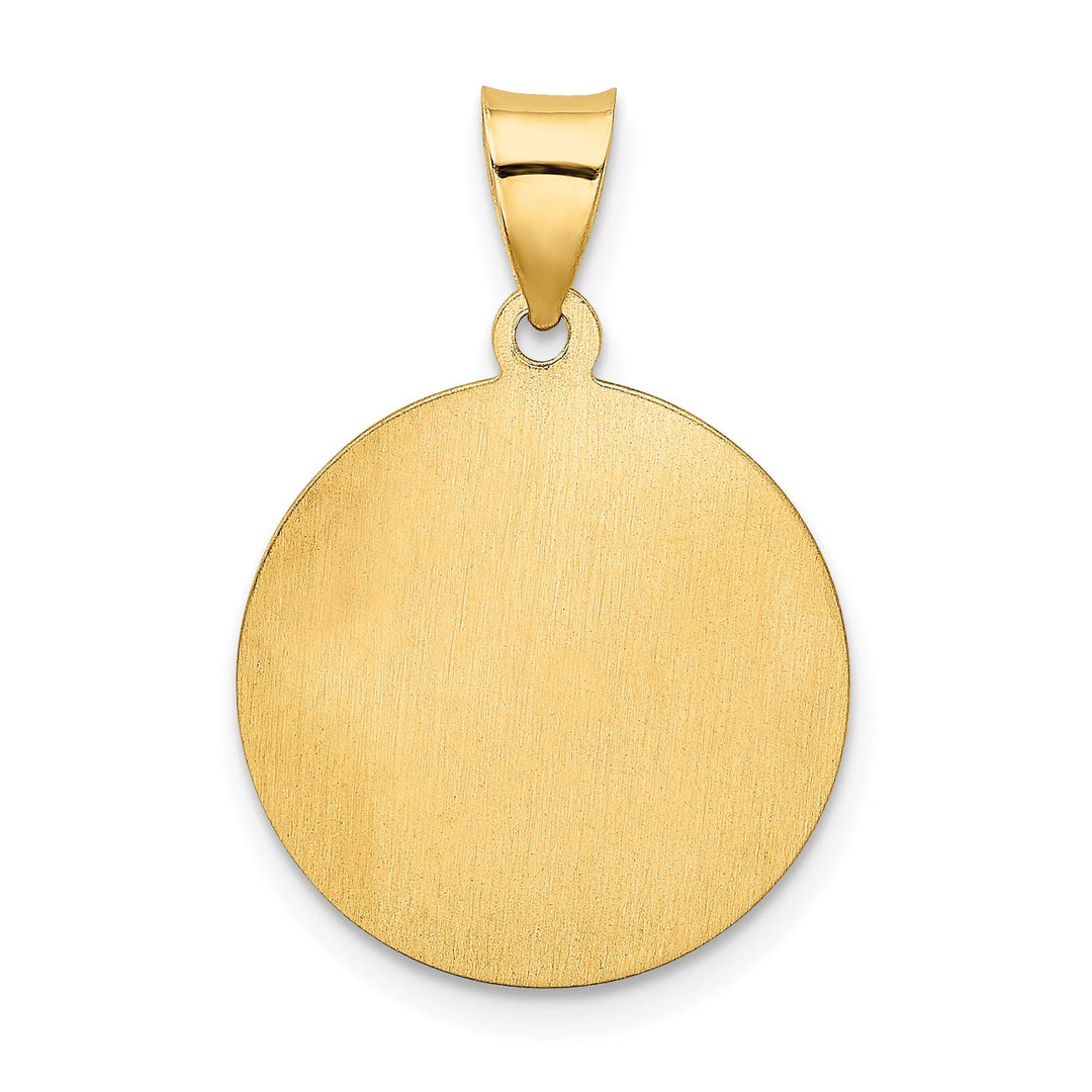 14k Yellow Gold Polished Round Confirmation with Cross Medal Pendant