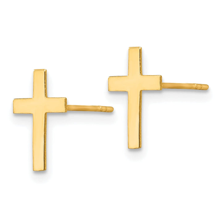 14k Yellow Gold Polished Cross Earrings