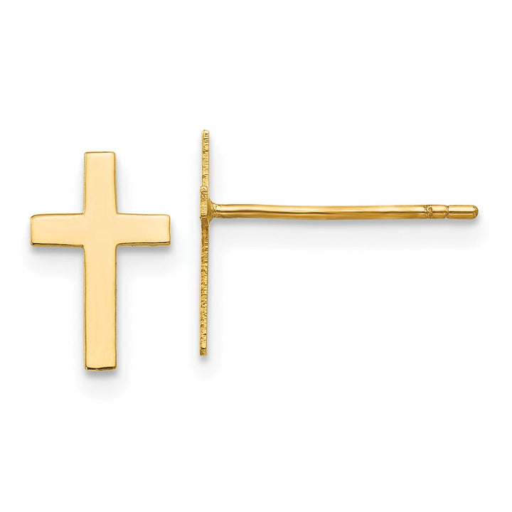 14k Yellow Gold Polished Cross Earrings