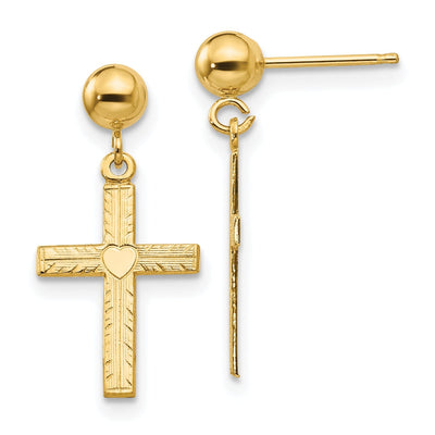 14k Yellow Gold Polished Satin Cross Earrings at $ 120.04 only from Jewelryshopping.com
