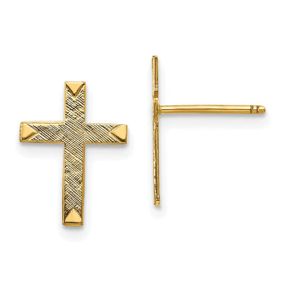 14k Yellow Gold Brushed Finish Cross Earrings at $ 68.14 only from Jewelryshopping.com