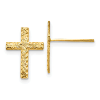 14k Yellow Gold Brushed Finish Cross Earrings at $ 68.14 only from Jewelryshopping.com