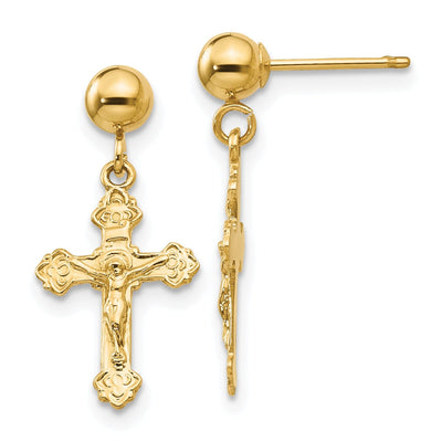 14k Yellow Gold Polished Crucifix Post Earrings at $ 122.96 only from Jewelryshopping.com