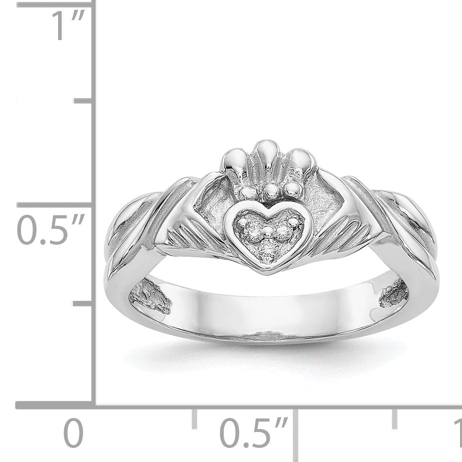 Ladies diamond 14kt white gold claddagh ring