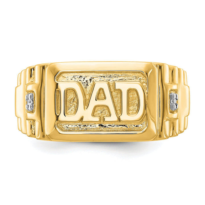 14k Yellow Gold Casted Men's Diamond Dad Ring