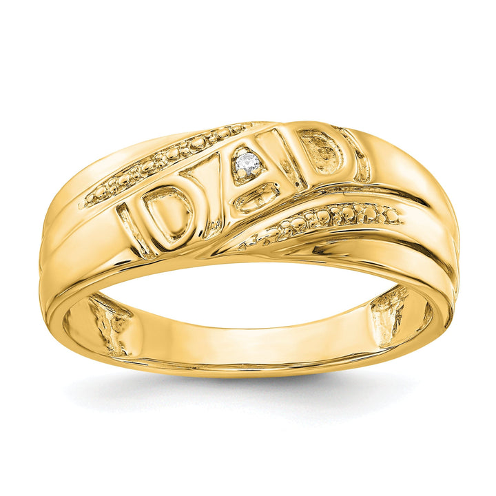 14k Yellow Gold Men's .01ct. Diamond Dad Ring