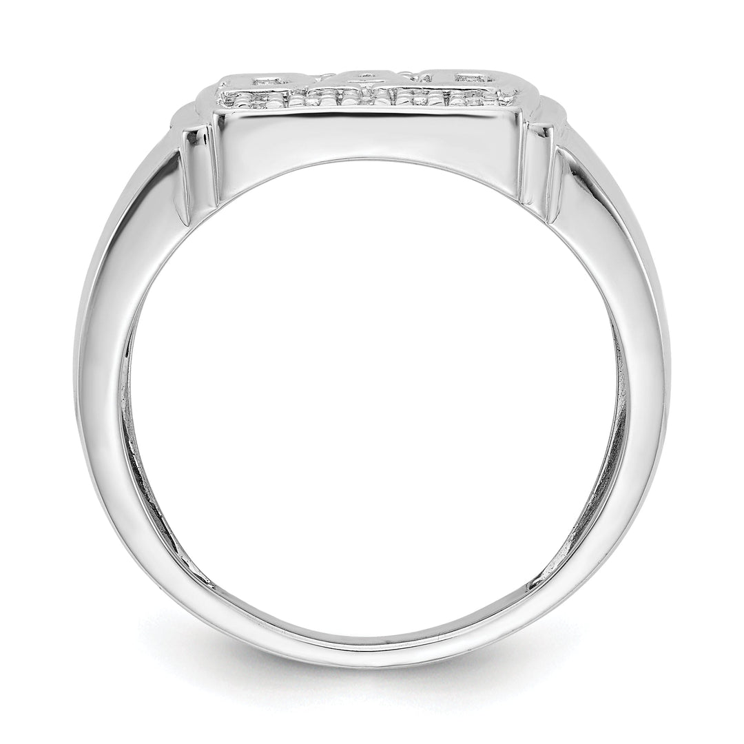 14k White Gold Men's Diamond Dad Ring