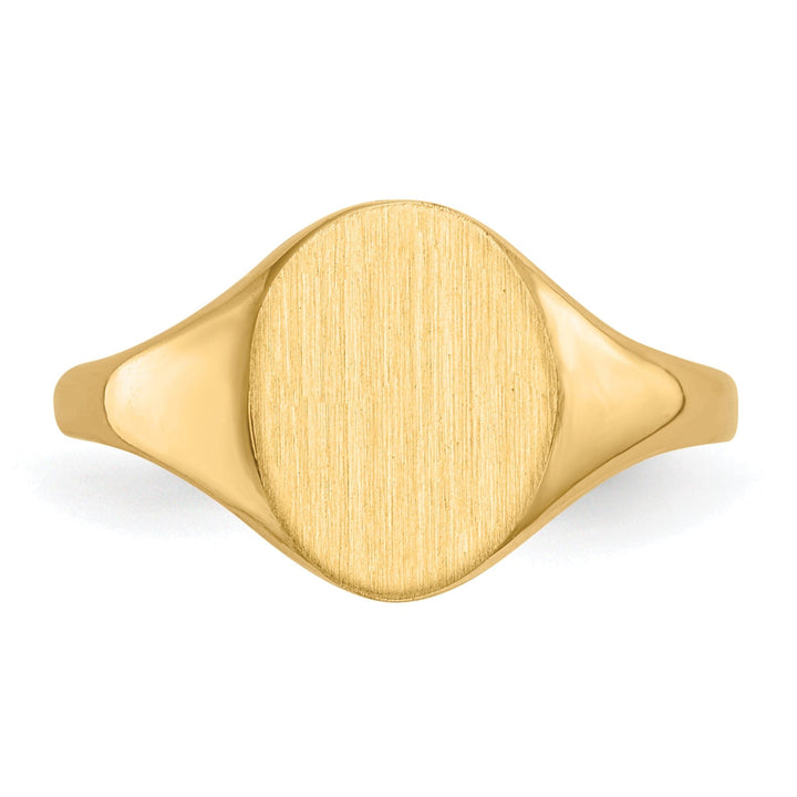 14k Yellow Gold Brushed Solid Polished Signet Ring