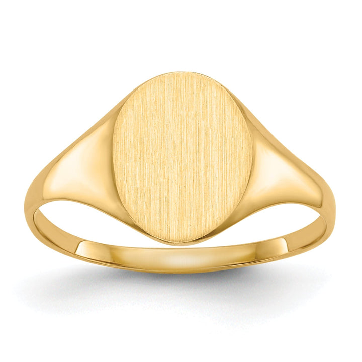 14k Yellow Gold Brushed Solid Polished Signet Ring