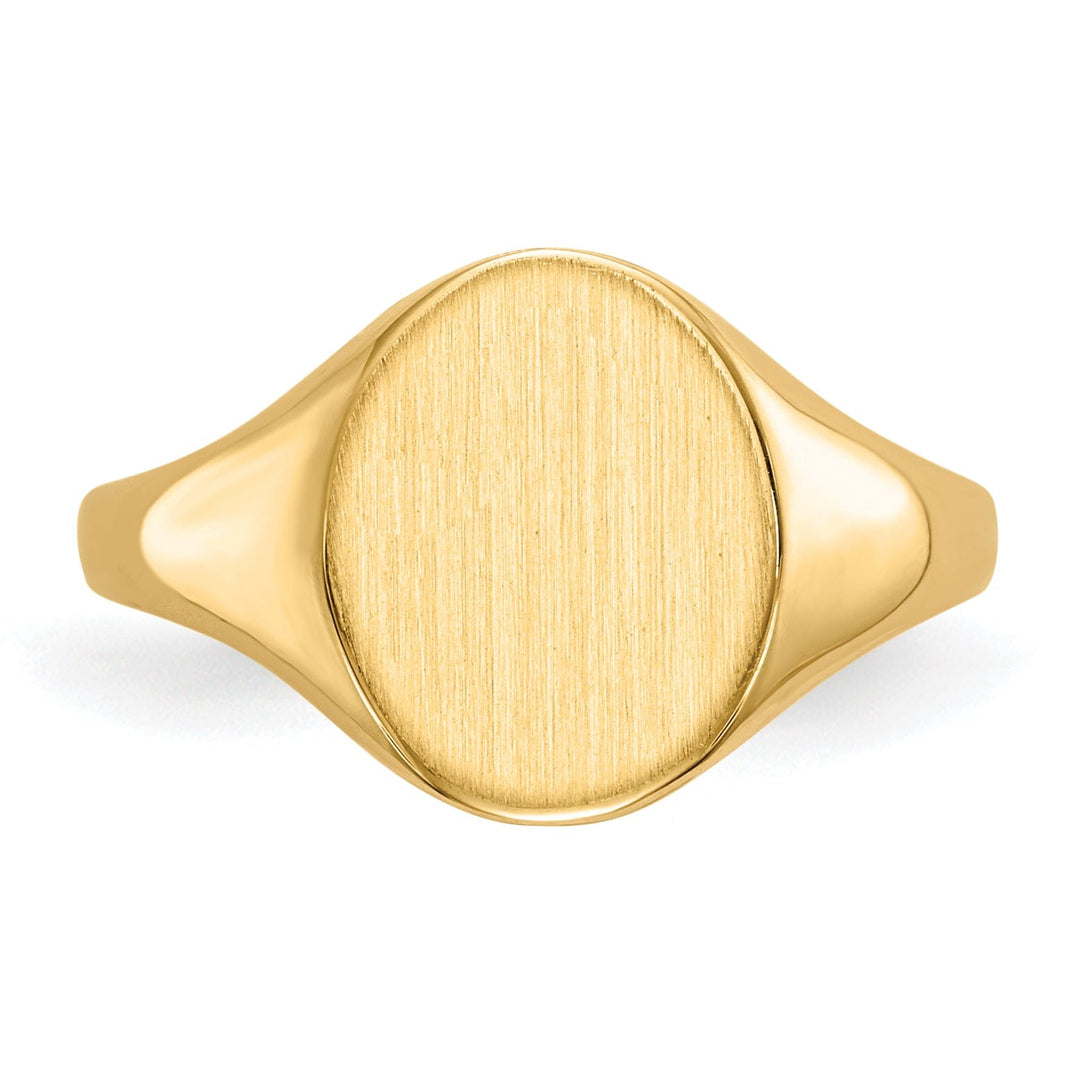 14k Yellow Gold Brushed Solid Polished Signet Ring