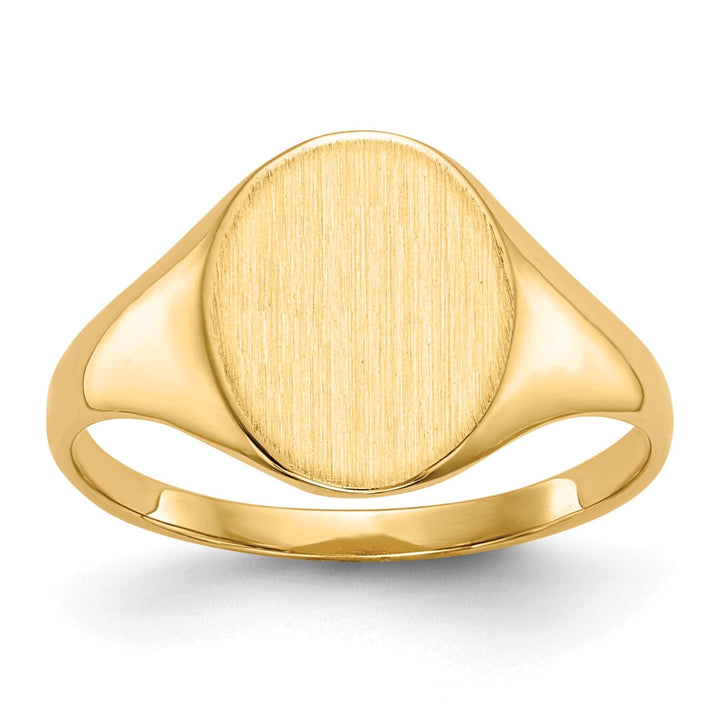 14k Yellow Gold Brushed Solid Polished Signet Ring