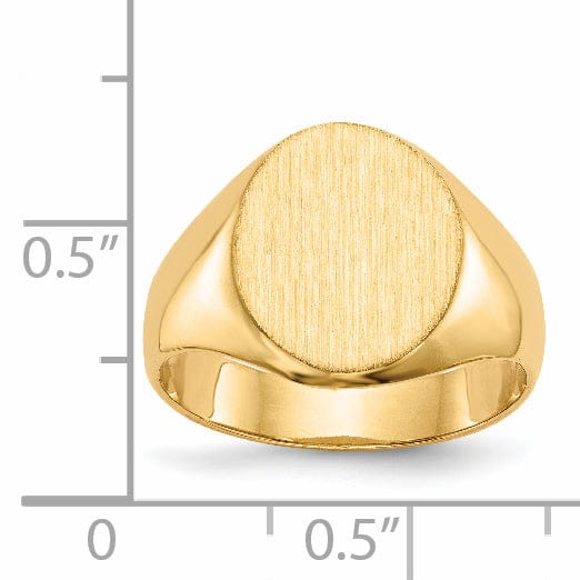 14k Yellow Gold Brushed Solid Polished Signet Ring