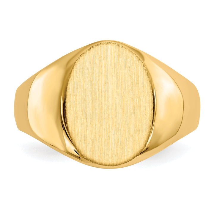 14k Yellow Gold Brushed Solid Polished Signet Ring