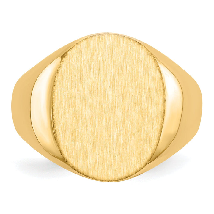 14k Yellow Gold Brushed Solid Polished Signet Ring