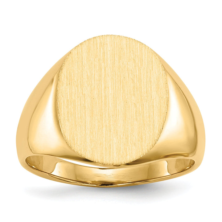 14k Yellow Gold Brushed Solid Polished Signet Ring