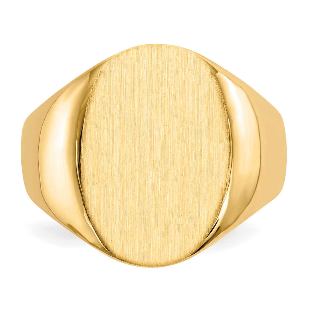 14k Yellow Gold Brushed Solid Polished Signet Ring