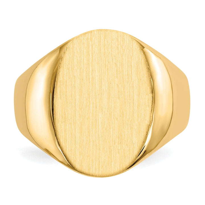 14k Yellow Gold Brushed Solid Polished Signet Ring