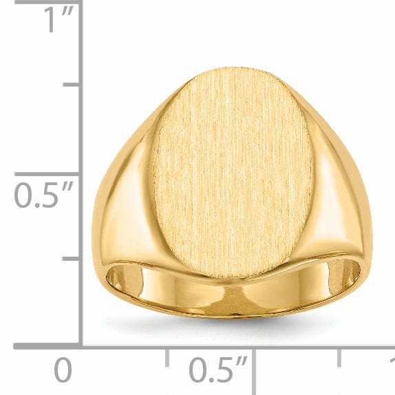 14k Yellow Gold Brushed Solid Polished Signet Ring