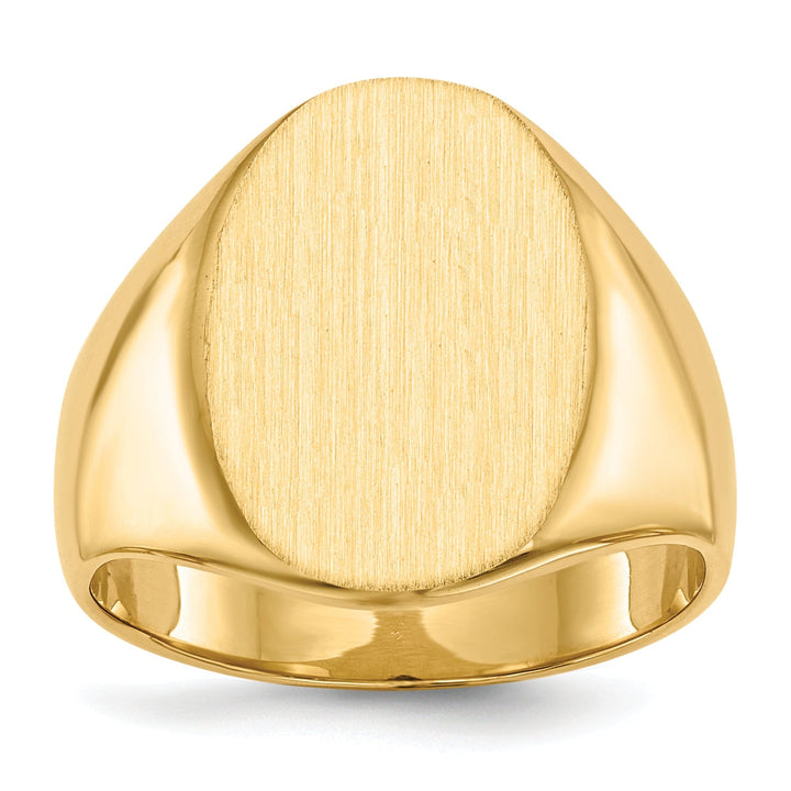 14k Yellow Gold Brushed Solid Polished Signet Ring