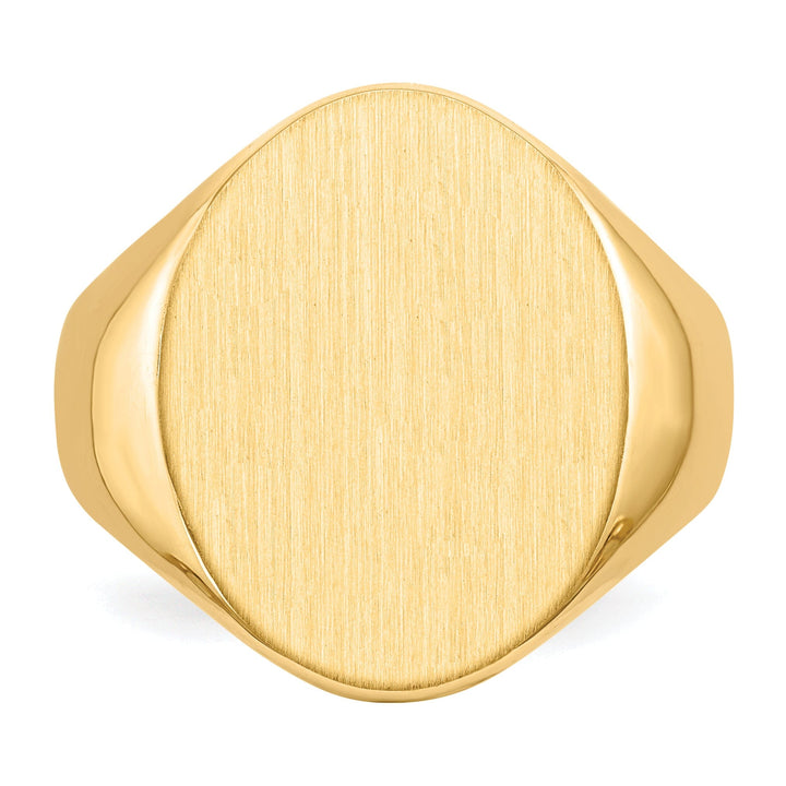 14k Yellow Gold Brushed Men's Polished Signet Ring