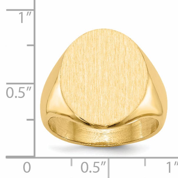 14k Yellow Gold Brushed Men's Polished Signet Ring