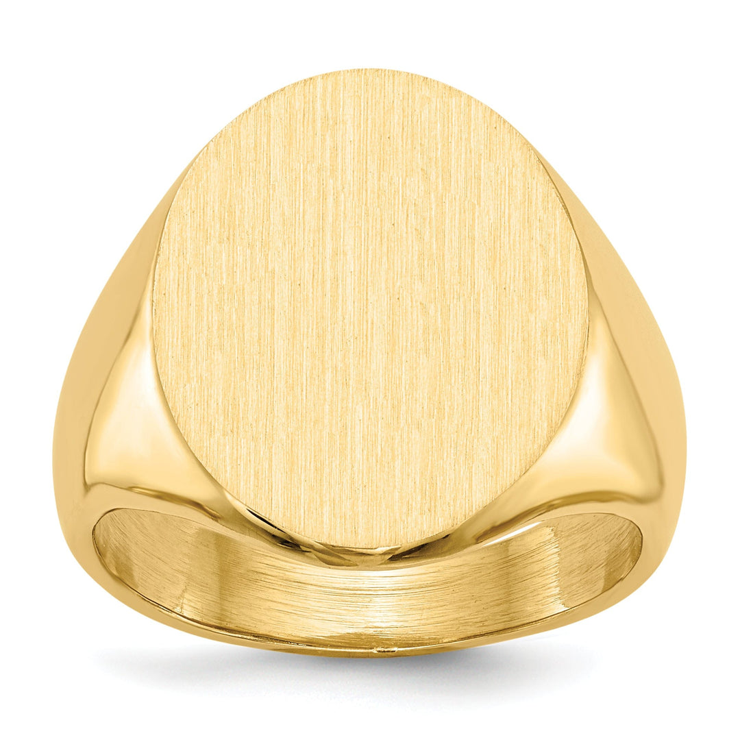 14k Yellow Gold Brushed Men's Polished Signet Ring