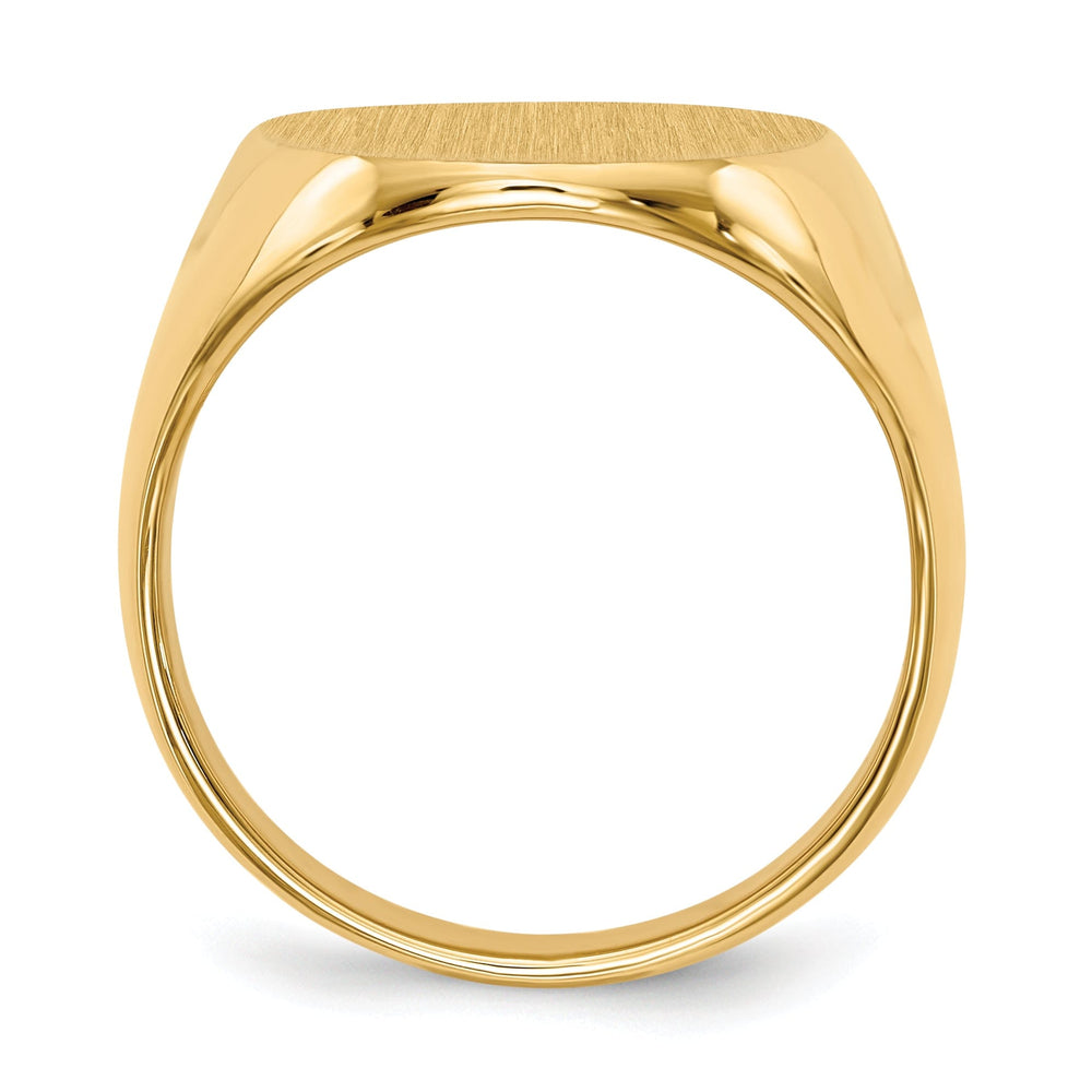 14k Yellow Gold Brushed Men's Polished Signet Ring