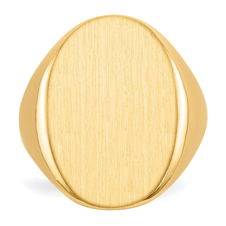 14k Yellow Gold Brushed Men's Polished Signet Ring