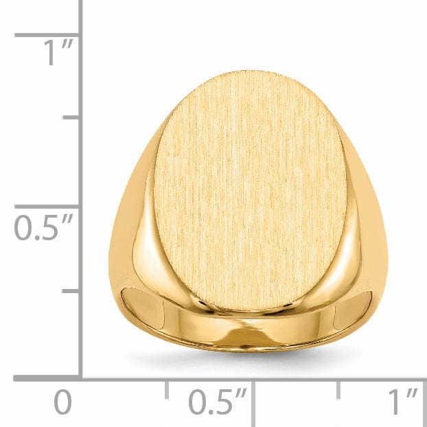 14k Yellow Gold Brushed Men's Polished Signet Ring