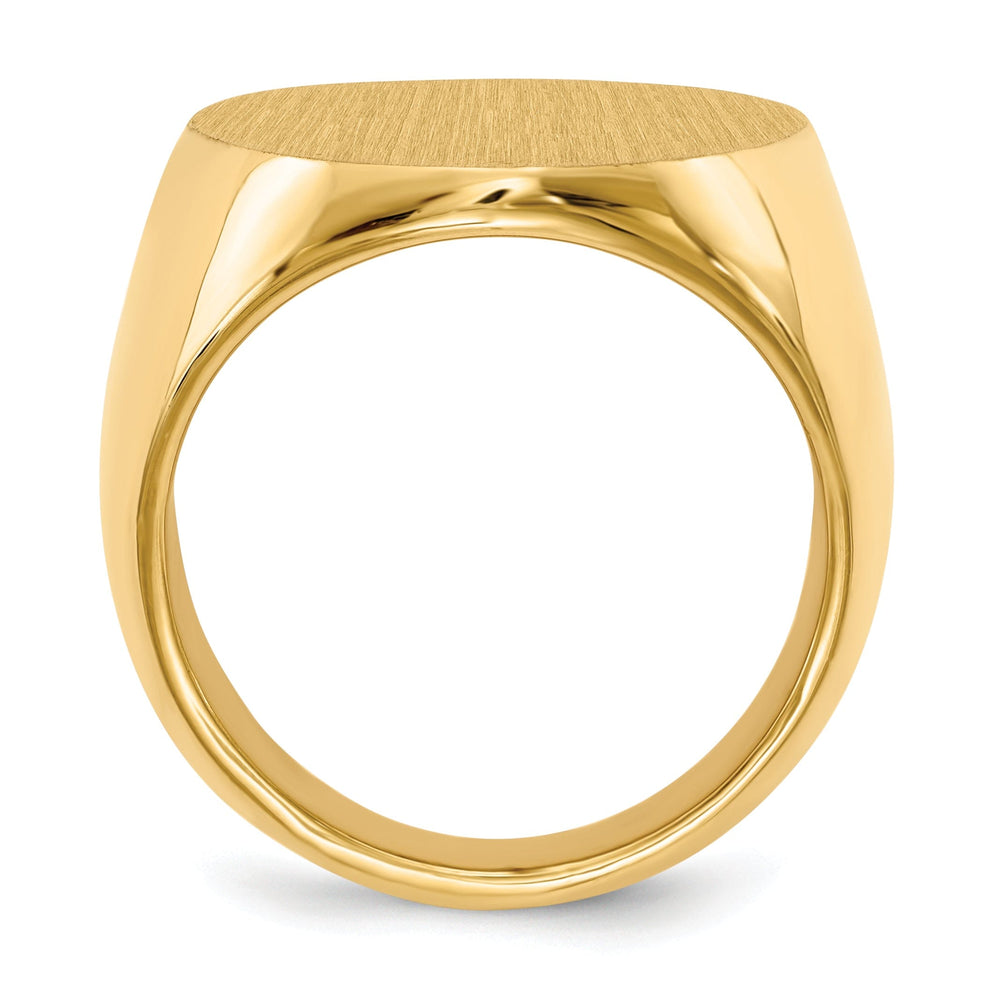 14k Yellow Gold Brushed Men's Polished Signet Ring