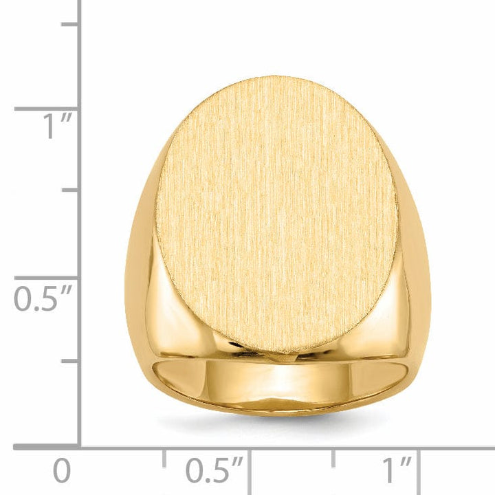 14k Yellow Gold Brushed Men's Polished Signet Ring