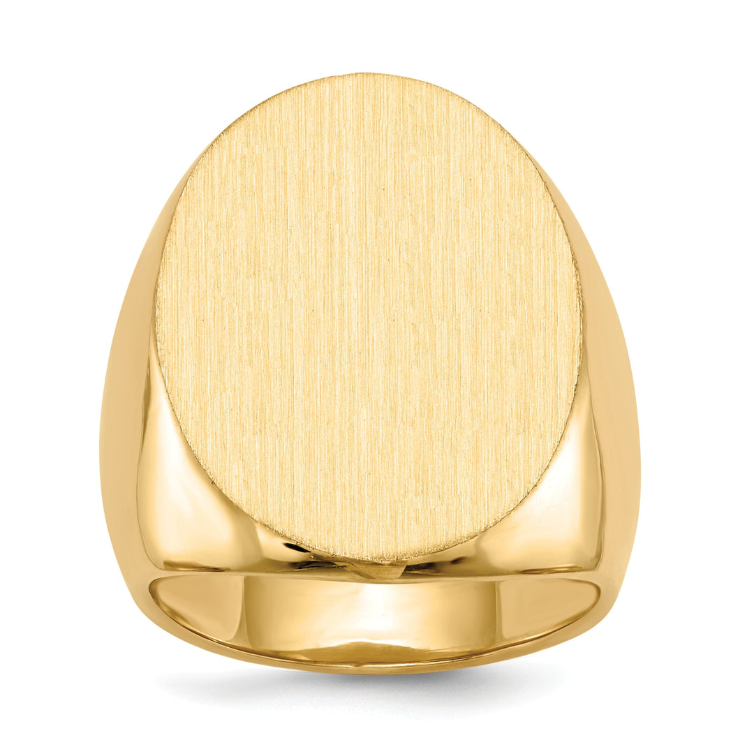 14k Yellow Gold Brushed Men's Polished Signet Ring