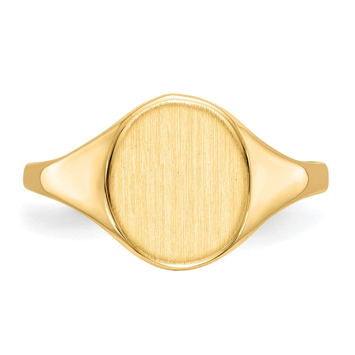 14k Yellow Gold Brushed Solid Polished Signet Ring