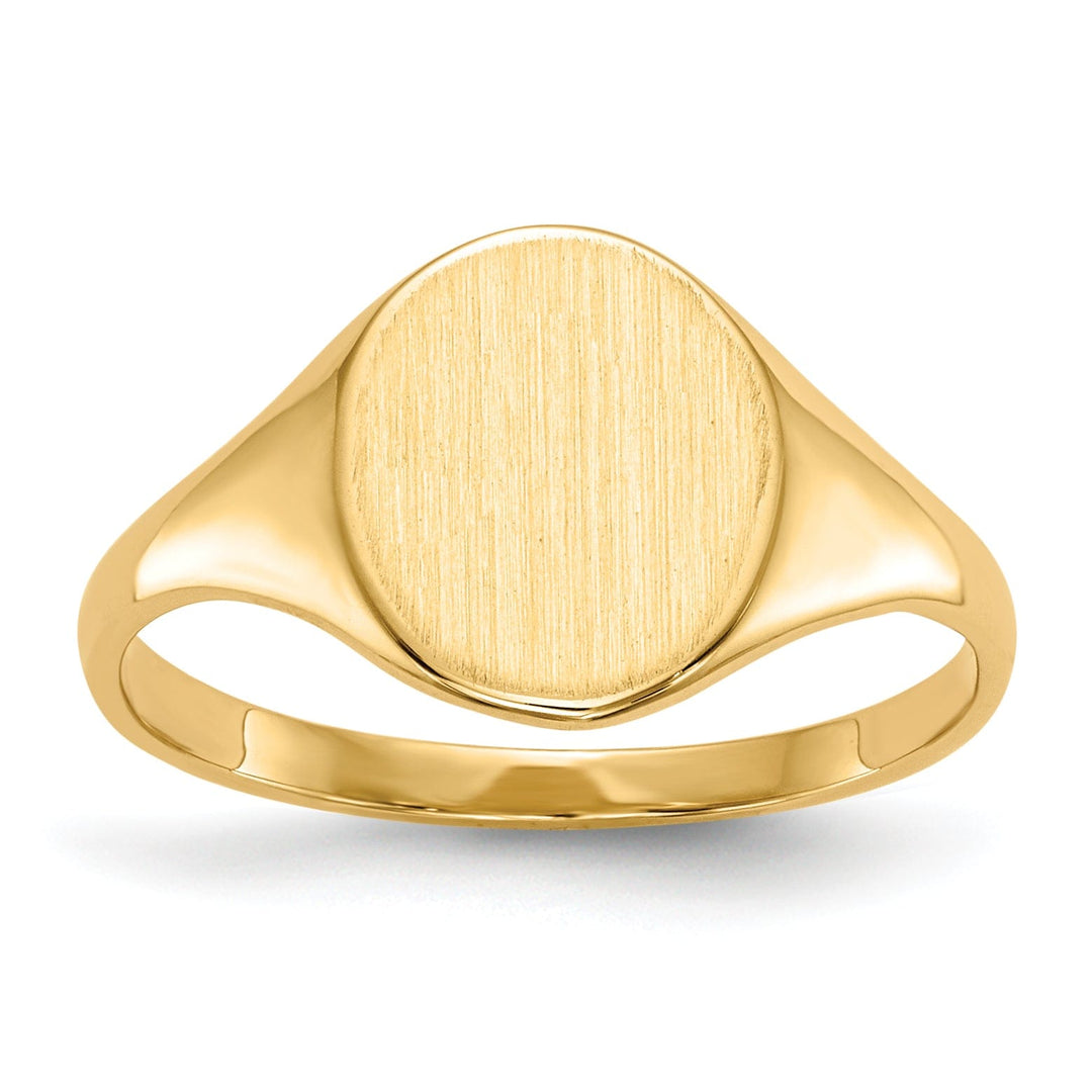 14k Yellow Gold Brushed Solid Polished Signet Ring