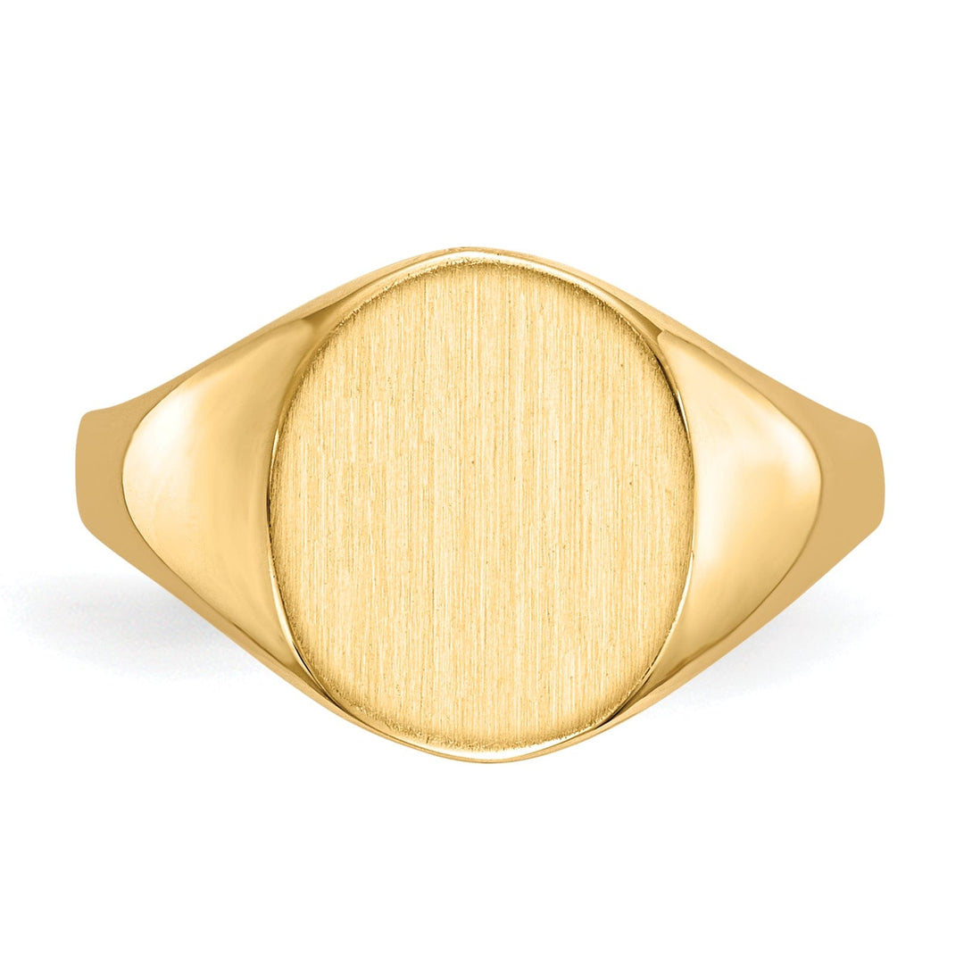 14k Yellow Gold Brushed Solid Polished Signet Ring